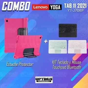 Kit Estuche Protector Antigolpes + Teclado Mouse Touchpad Bluetooth Lenovo Yoga Tab 11 2021 YT-J706F OPTIMUS TECHNOLOGY™ - 33