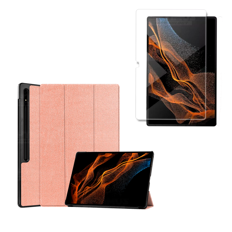 Kit Vidrio Cristal Templado Y Estuche Case Protector para Tablet Samsung Galaxy Tab S8 Ultra 14.6 Pulgadas OPTIMUS TECHNOLOGY™ -