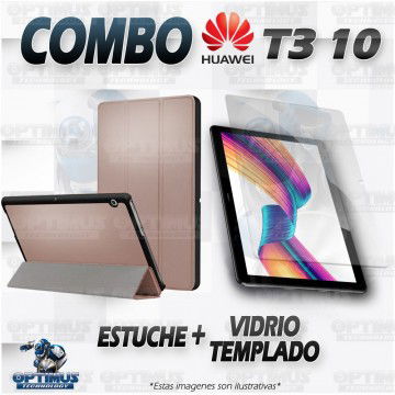 Kit Vidrio Templado y Estuche Case Protector Acrílico y Sintético Tablet Huawei T3-10 OPTIMUS TECHNOLOGY™ - 2