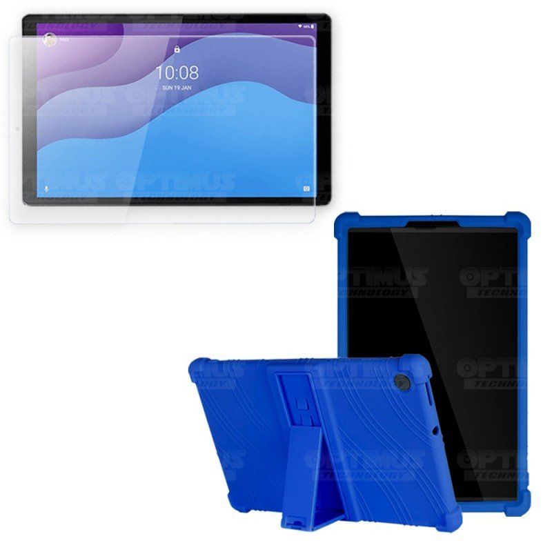 Kit Vidrio templado y Estuche Protector de goma antigolpes con soporte Tablet Lenovo M10 HD TB-X306 OPTIMUS TECHNOLOGY™ - 1
