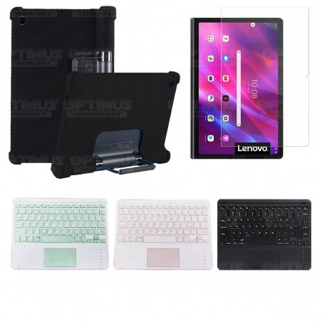 Kit Vidrio templado + Estuche Protector + Teclado con Mouse Touchpad Bluetooth Tablet Lenovo Yoga Tab 11 2021 YT-J706F