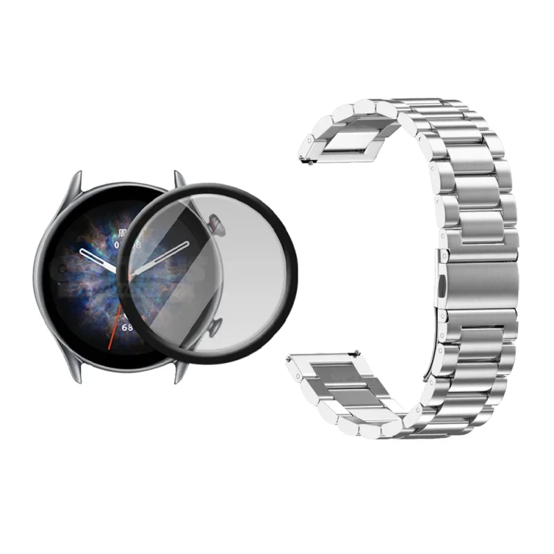 Combo Vidrio Templado Nano Glass y Correa Banda de reloj Metal Magnética en Acero Inoxidable 22mm para Xiaomi Amazfit GTR 3 Pro