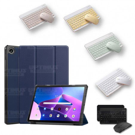 Kit Case Forro Protector + Teclado y Mouse Ratón Bluetooth para Tablet Lenovo Tab M10 Plus 3era Gen 10.6 2022 TB-125FU / TB-128F