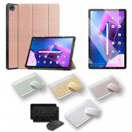 Kit Vidrio templado + Case Protector + Teclado y Mouse Bluetooth Tablet Lenovo Tab M10 Plus 3era Gen 10.6 2022 TB-125FU