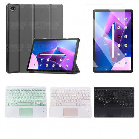 Kit Vidrio templado + Case Protector + Teclado Touchpad Bluetooth Tablet Lenovo Tab M10 Plus 3era Gen 10.6 2022 TB-125FU