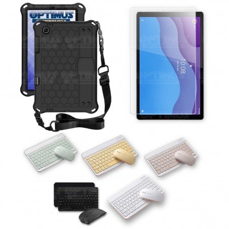 Kit Vidrio templado + Case Protector con correa + Teclado y Mouse Bluetooth Tablet Lenovo M10 HD TB-X306