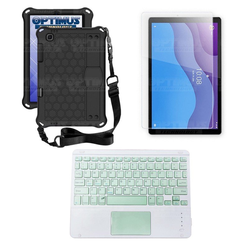 Kit Vidrio templado + Case Protector con correa + Teclado Touchpad Bluetooth Tablet Lenovo M10 HD TB-X306