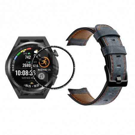 Vidrio Templado Cerámico Y Correa de cuero para Smartwatch Reloj Inteligente Huawei Watch GT Runner