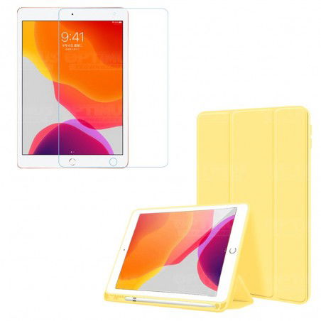 Kit Vidrio Templado Y Estuche Protector de tapa Con portalápiz Tablet iPad 7 Generación 10.2