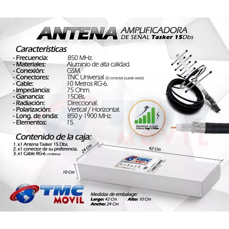 Antena de señal Road MiniPro + 10 metros de cable RG-6