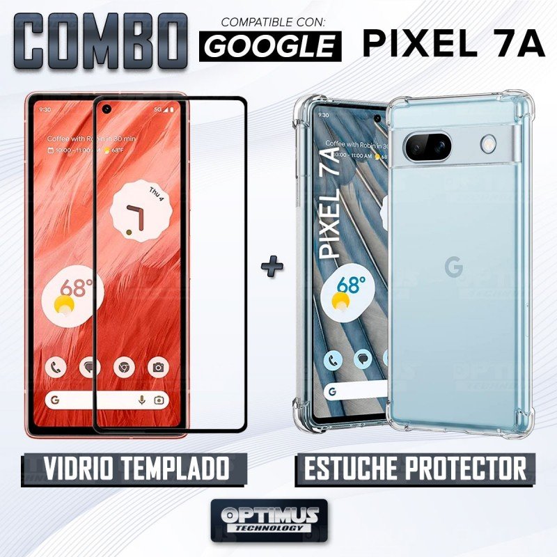 Paquete de protección Google Pixel 7A, carcasa blanda + cristal