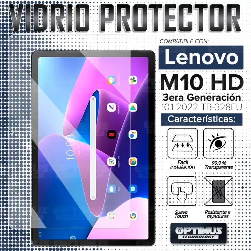 Vidrio Templad Para Tablet Lenovo M10 Hd 3rd Gen Tb 328 101 8295