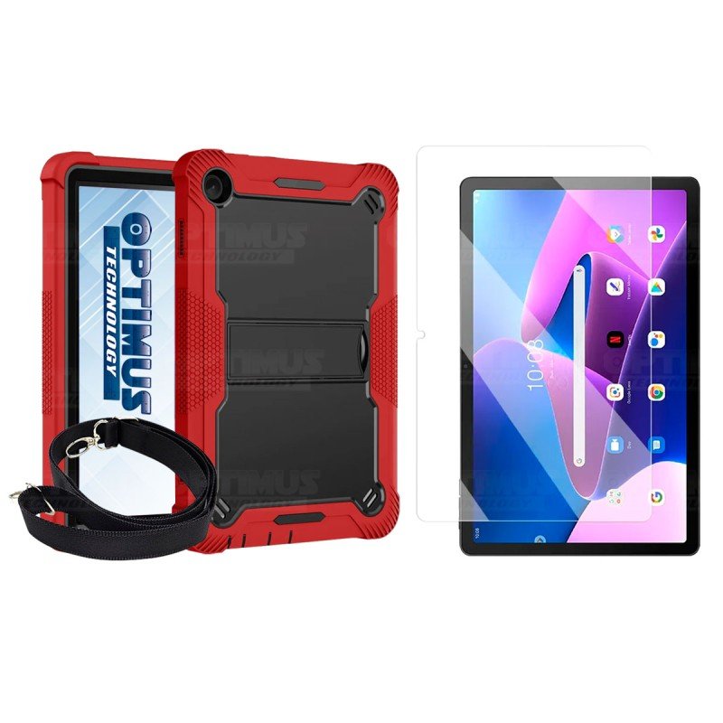 Kit Vidrio Templado Y Estuche Protector con Correa para Tablet Lenovo M10 HD 3rd Gen TB-328 2022 10.1 Pulgadas ZAAF0071CO