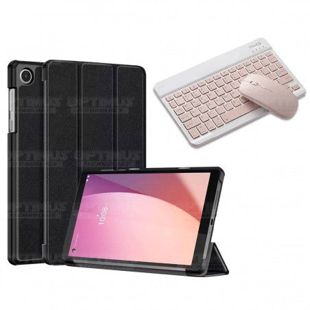 Kit Case Forro Protector + Teclado y Mouse Ratón Bluetooth para Tablet Lenovo Tab M8 4ta Generación TB-300FU 8 Pulgadas 2023