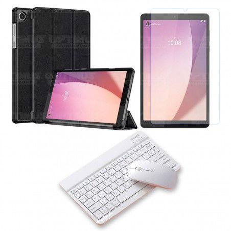 Kit Vidrio templado + Case Protector + Teclado y Mouse Bluetooth Tablet Lenovo Tab M8 4ta Generación TB-300FU 8 Pulgadas 2023
