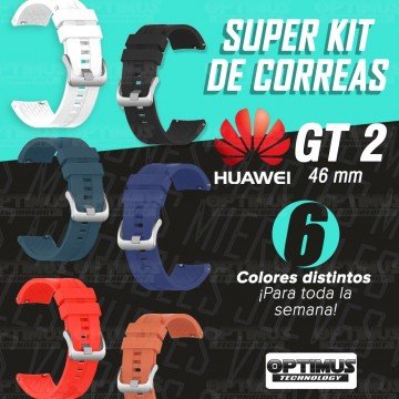 Kit de 6 Correas para Reloj Huawei GT2 46mm para toda la semana Varios colores | OPTIMUS TECHNOLOGY™ | KT6-CRR-GT2-46 |