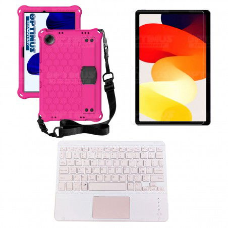 Kit Vidrio templado + Case Protector con correa + Teclado Touchpad Bluetooth Tablet Xiaomi Redmi Pad SE 11 Pulgadas 2023 Wifi