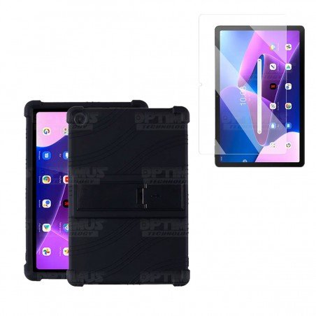 Kit Vidrio templado y Estuche Protector antigolpes con soporte para Tablet Lenovo M10HD 3rd Generacion TB-328 2022 10.1 Pulgadas