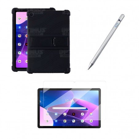 Kit Estuche Protector goma + Vidrio Templado + Lápiz Digital para Tablet Lenovo M10HD 3rd Generacion TB-328 2022 10.1 Pulgadas