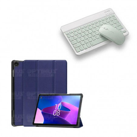 Kit Case Forro Protector + Teclado Mouse Bluetooth para Tablet Lenovo M10 HD 3rd Generacion TB-328 2022 10.1 Pulgadas ZAAF0071CO