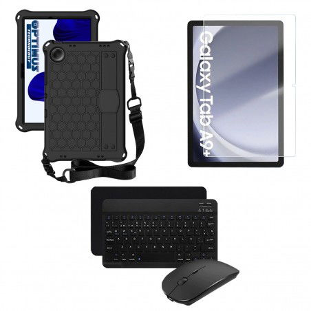 Kit Vidrio templado + Case Protector correa + Teclado y Mouse Bluetooth Tablet Samsung Galaxy Tab A9 Plus 11 Pulgadas SM-X210