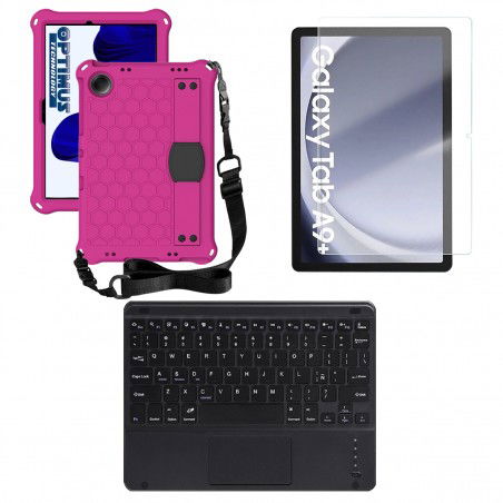 Kit Vidrio templado + Case Protector correa + Teclado Touchpad Bluetooth Tablet Samsung Galaxy Tab A9 Plus 11 Pulgadas SM-X210