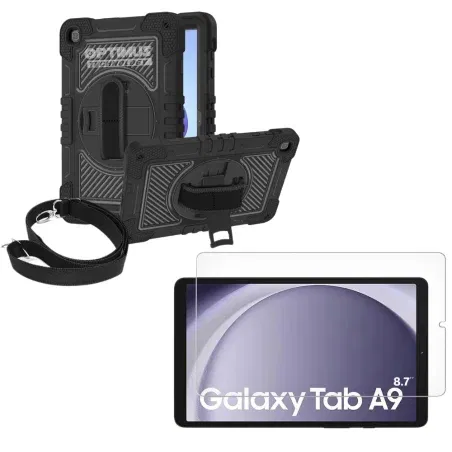 Combo Kit Estuche Antishock Correa Para Hombro Y Vidrio Templado Para Samsung Tb-A9 8.7 Sm-X110 Sm-X115