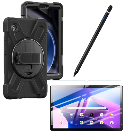 Kit Estuche Protector Correa + Vidrio Templado + Lápiz Digital para Tablet Lenovo M10 Plus 3era Gen 10.6 Pulgadas 2022 TB-125FU