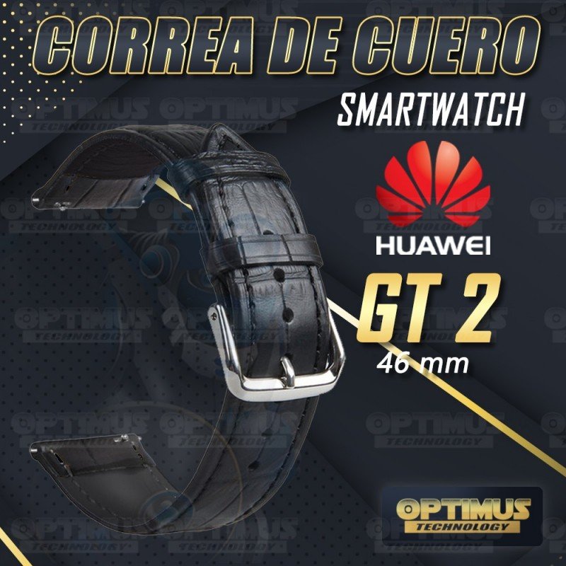 Pulso Banda Correa De Cuero Negro Smartwatch Huawei Gt2 46mm | OPTIMUS TECHNOLOGY™ | CRR-CRON-GT2-46 |