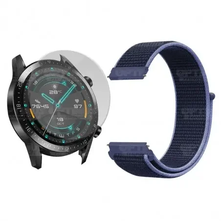 KIT Correa tipo velcro tela suave y Vidrio templado Reloj Smartwatch Huawei GT2 46mm