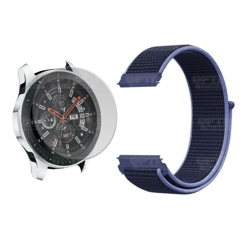 KIT Correa tipo velcro tela suave y Vidrio templado Reloj Smartwatch Samsung Galaxy Watch 46mm OPTIMUS TECHNOLOGY™ - 1