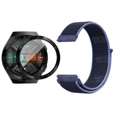KIT Correa tipo velcro y Vidrio templado cerámico para Reloj Smartwatch Huawei GT 2E 46mm