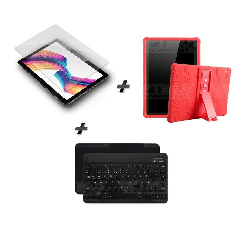 Kit Vidrio templado + Estuche Protector Goma + Teclado y Mouse Ratón Bluetooth para Tablet Huawei T3-10 OPTIMUS TECHNOLOGY™ - 11