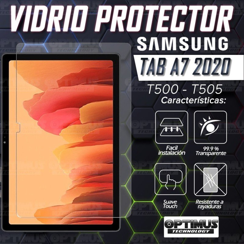Kit Vidrio templado y Estuche Protector de goma antigolpes con soporte Tablet Samsung Galaxy Tab A7 10.4 2020 T500 - T505 OPTIMU