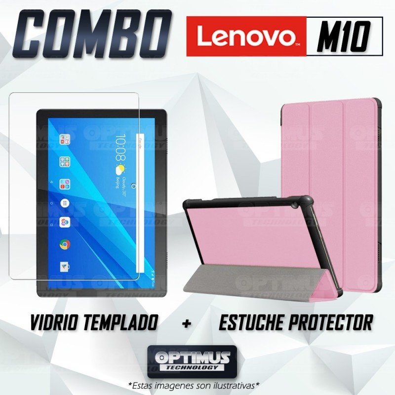 Kit Vidrio Cristal Templado Y Estuche Protector Para Tablet Lenovo Tab M10 Tb X505f Color Rosa 8020