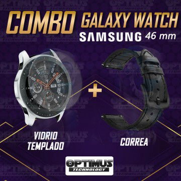 Manilla Correa De Cuero Y Vidrio Smartwatch Samsung Galaxy Watch 46mm | OPTIMUS TECHNOLOGY™ | CRR-CR-VTP-GX-WCH-46 |