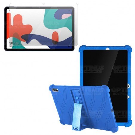Kit Vidrio templado y Estuche Protector de goma antigolpes con soporte Tablet Huawei matepad 10.4