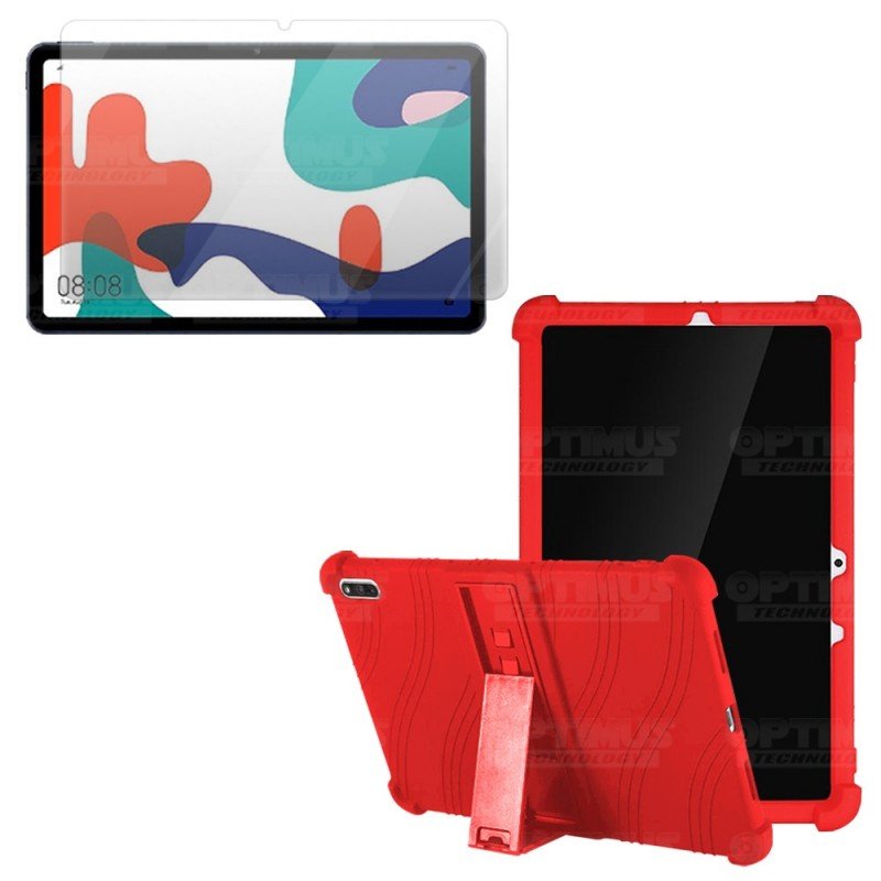 Kit Vidrio templado y Estuche Protector de goma antigolpes con soporte Tablet Huawei matepad 10.4 OPTIMUS TECHNOLOGY™ - 1
