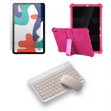 Kit Vidrio templado + Estuche Protector Goma + Teclado y Mouse Ratón Bluetooth para Tablet Huawei matepad 10.4 OPTIMUS TECHNOLOG