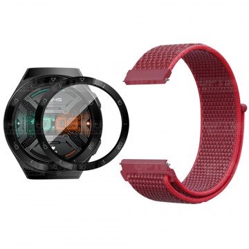 KIT Correa tipo velcro y Vidrio templado cerámico para Reloj Smartwatch Huawei GT 2E 46mm OPTIMUS TECHNOLOGY™ - 33