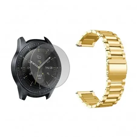 Vidrio Templado Y Correa De Metal Acero Inoxidable Smartwatch Reloj Inteligente Samsung Galaxy Watch 42mm