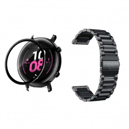 Vidrio templado cerámico Y Correa De Metal Acero Inoxidable Smartwatch Reloj Inteligente Huawei GT2 42mm