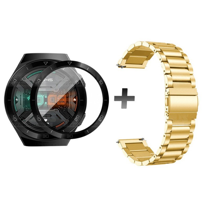 Vidrio Templado Y Correa De Metal Acero Inoxidable Smartwatch Reloj  Inteligente Samsung Galaxy Watch 42mm Color Gold
