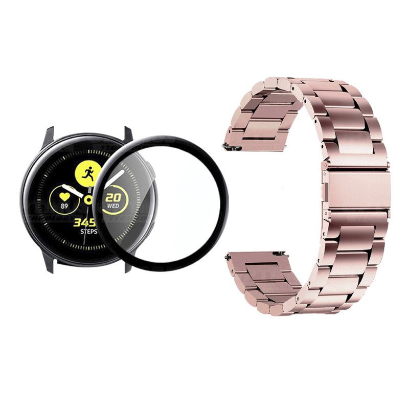 Vidrio templado cerámico Y Correa De Metal Acero Inoxidable Smartwatch Reloj Inteligente Samsung Galaxy Active 40mm OPTIMUS TECH