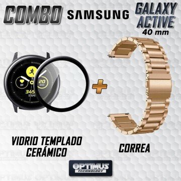 Vidrio templado cerámico Y Correa De Metal Acero Inoxidable Smartwatch Reloj Inteligente Samsung Galaxy Active 40mm OPTIMUS TECH