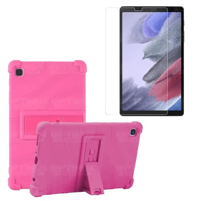 Kit Vidrio templado y Estuche Protector de goma antigolpes con soporte Tablet Samsung Galaxy Tab A7 Lite 8.7 2021 T220 - T225 OP