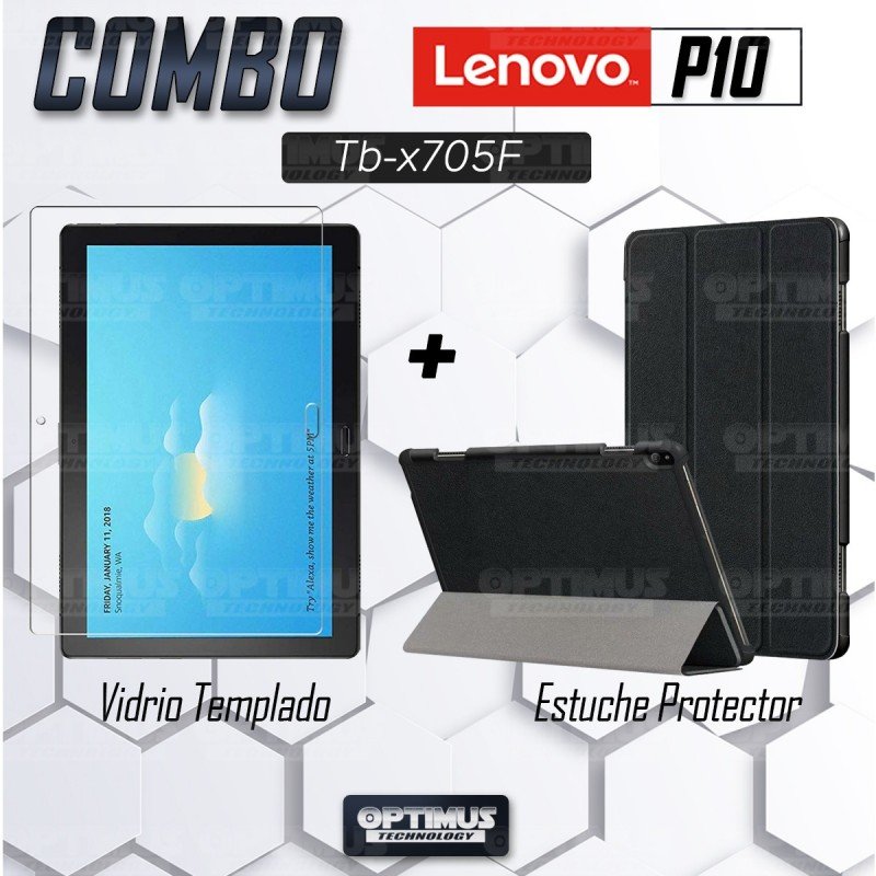 Kit Vidrio Cristal Templado Y Estuche Case Protector para Tablet Lenovo Tab P10 TB-X705F ZA440073SE OPTIMUS TECHNOLOGY™ - 7