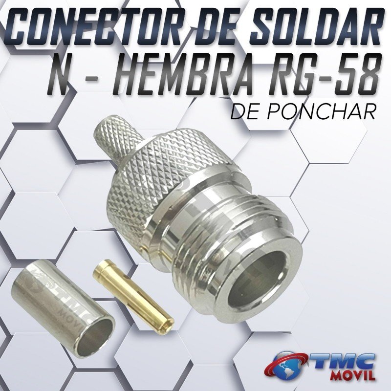 TMC MÓVIL Conector N Hembra (N Female) RG-58 para soldar de ponchar | TMC MOVIL | 832458 |