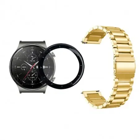 Vidrio Templado Cerámico Y Correa de Metal Acero Inoxidable Smartwatch Reloj Inteligente Huawei GT2 PRO