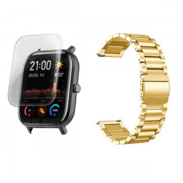 Buff Screen protector Y Correa De Metal Acero Inoxidable Smartwatch Reloj Inteligente Xiaomi Amazfit GTS OPTIMUS TECHNOLOGY™ - 1